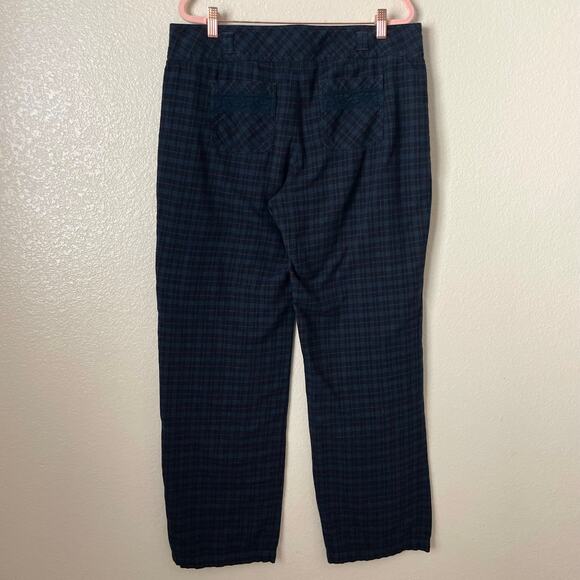 Sundance Pants Womens Large Blue Plaid Flannel Straight Leg Preppy Academia - Picture 8 of 11